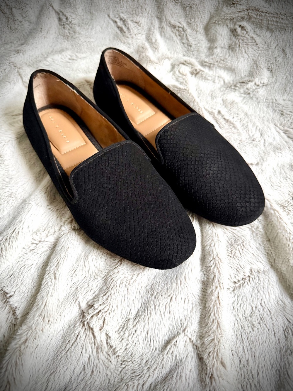 Kelly & Katie Black Textured Slip-On Flats